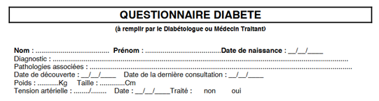la date de diagnostic du diabète est demandée pour l'assurance emprunteur