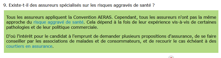 question sur les assureurs risques aggravés de santé sur le site AERAS